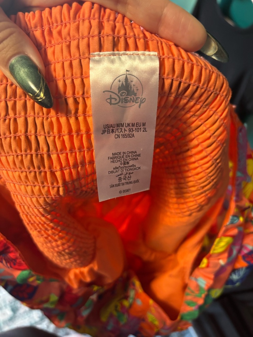 Disney Encanto Coral Tropical Floral Dress with Purple Sleeve Detail - Picture 7 of 7